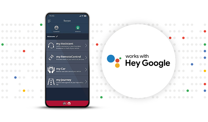 Commande vocale avec Mopar® Connect et Google Assistant