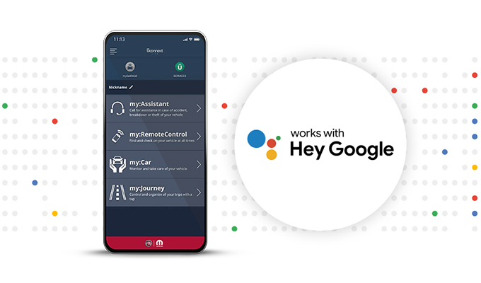 Commande vocale avec Mopar® Connect et Google Assistant